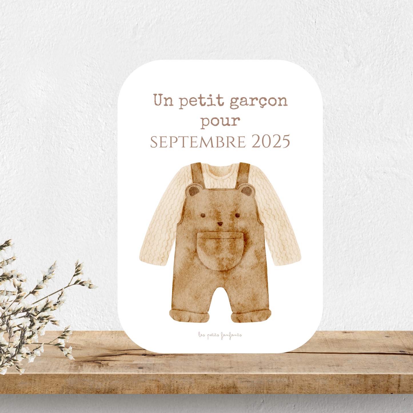 Carte un petit garçon pour - Modèle salopette ourson