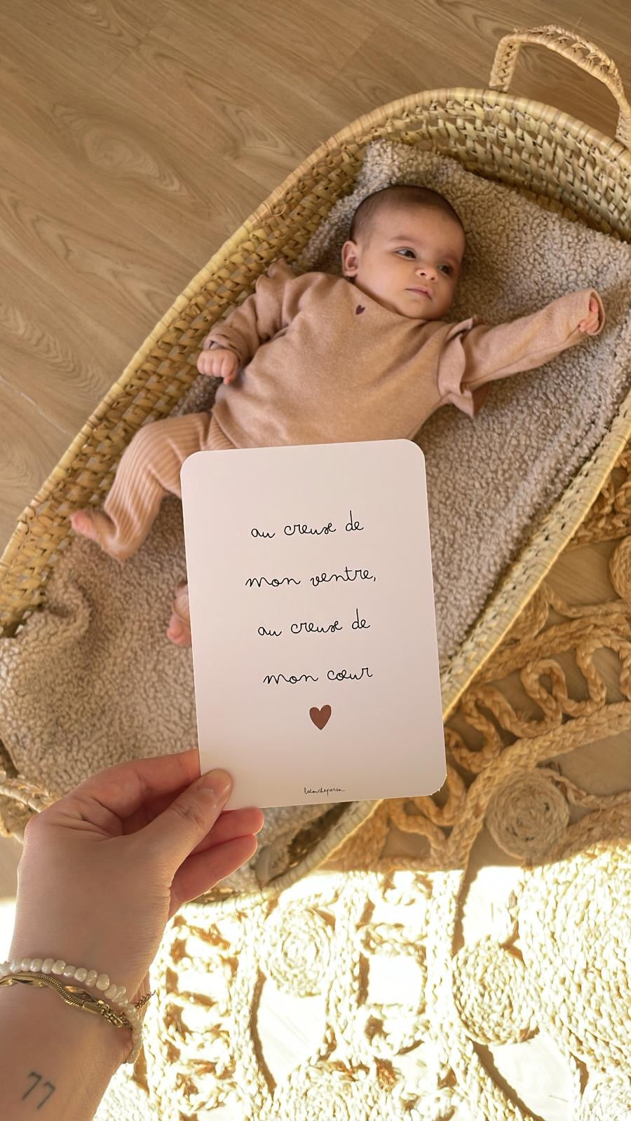 Carte citation - Au creux de mon ventre, au creux de mon coeur