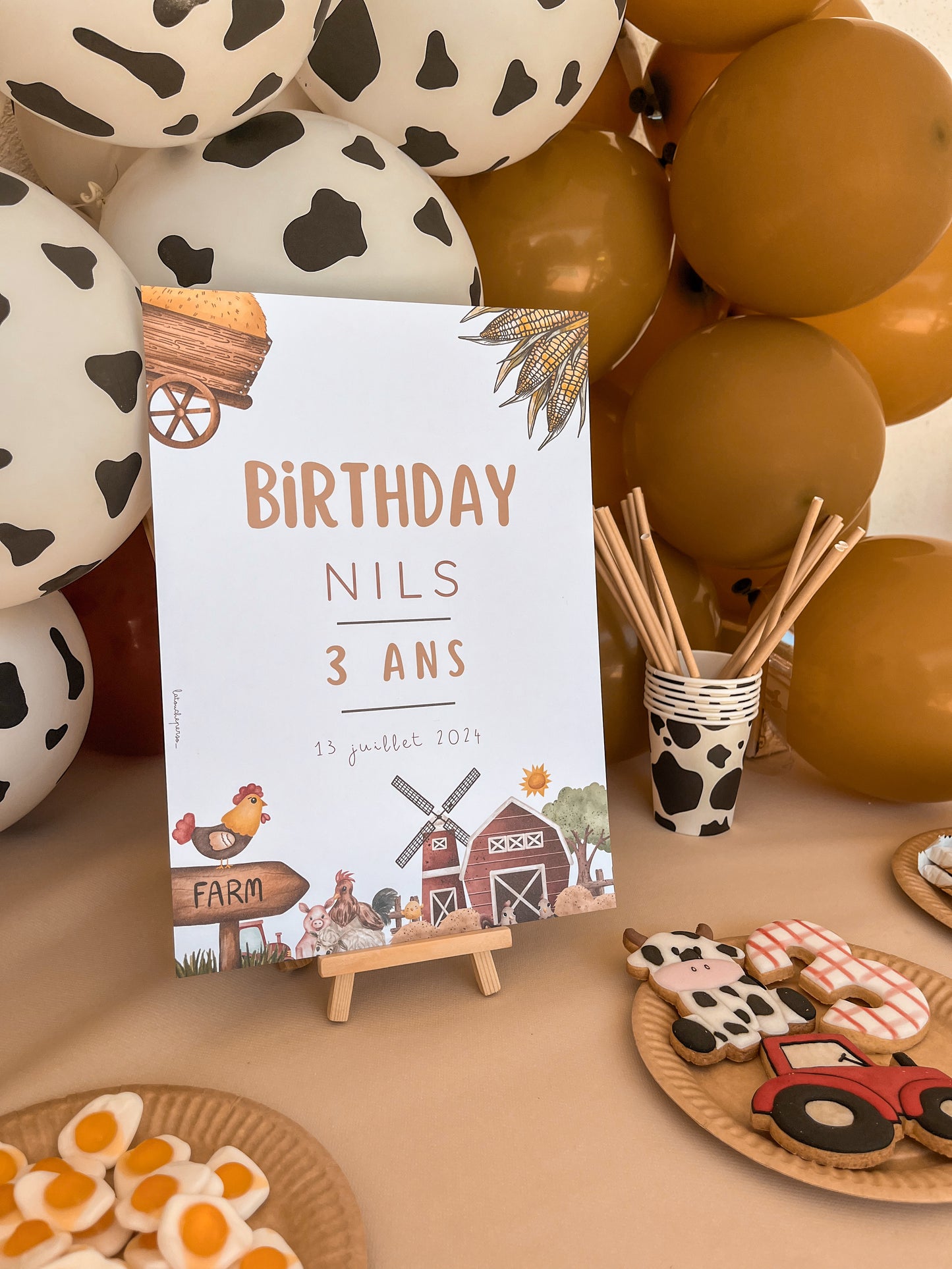 Thème Ferme version rouge - Affiche bienvenue anniversaire