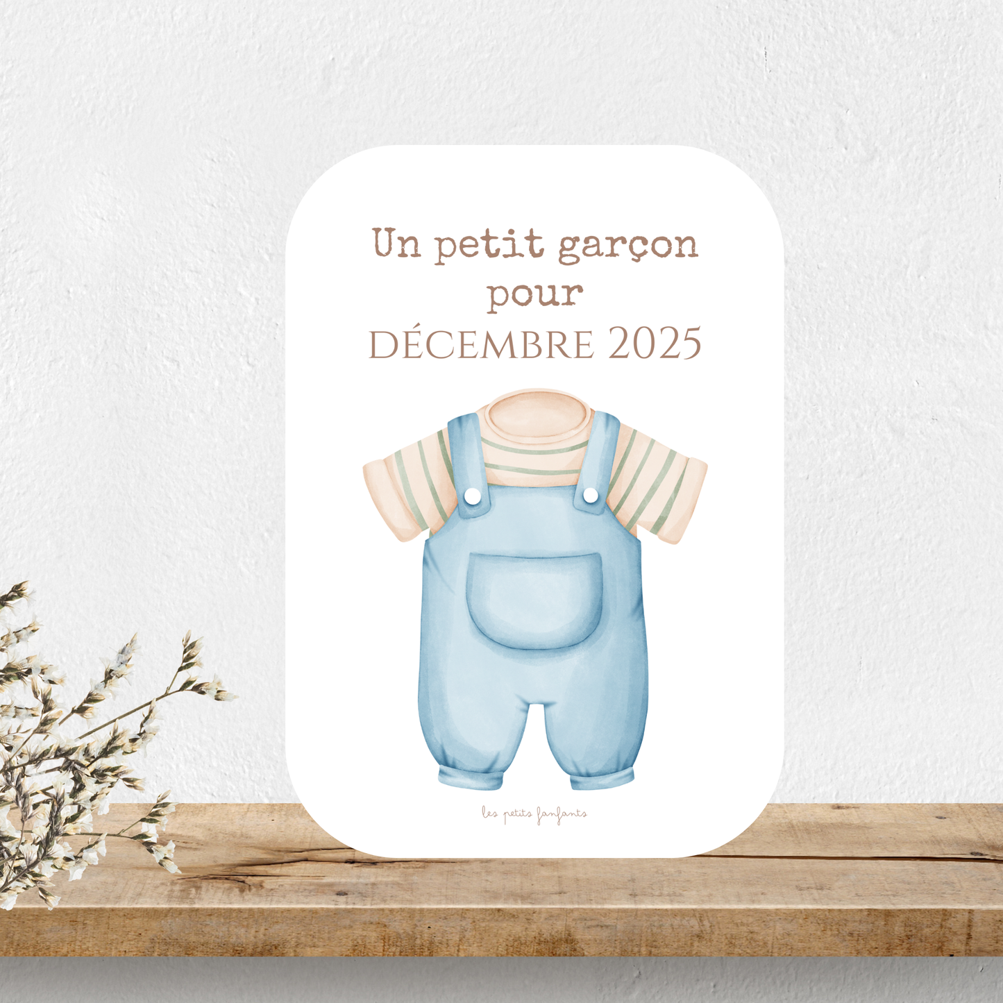 Carte un petit garçon pour - Modèle salopette bleue
