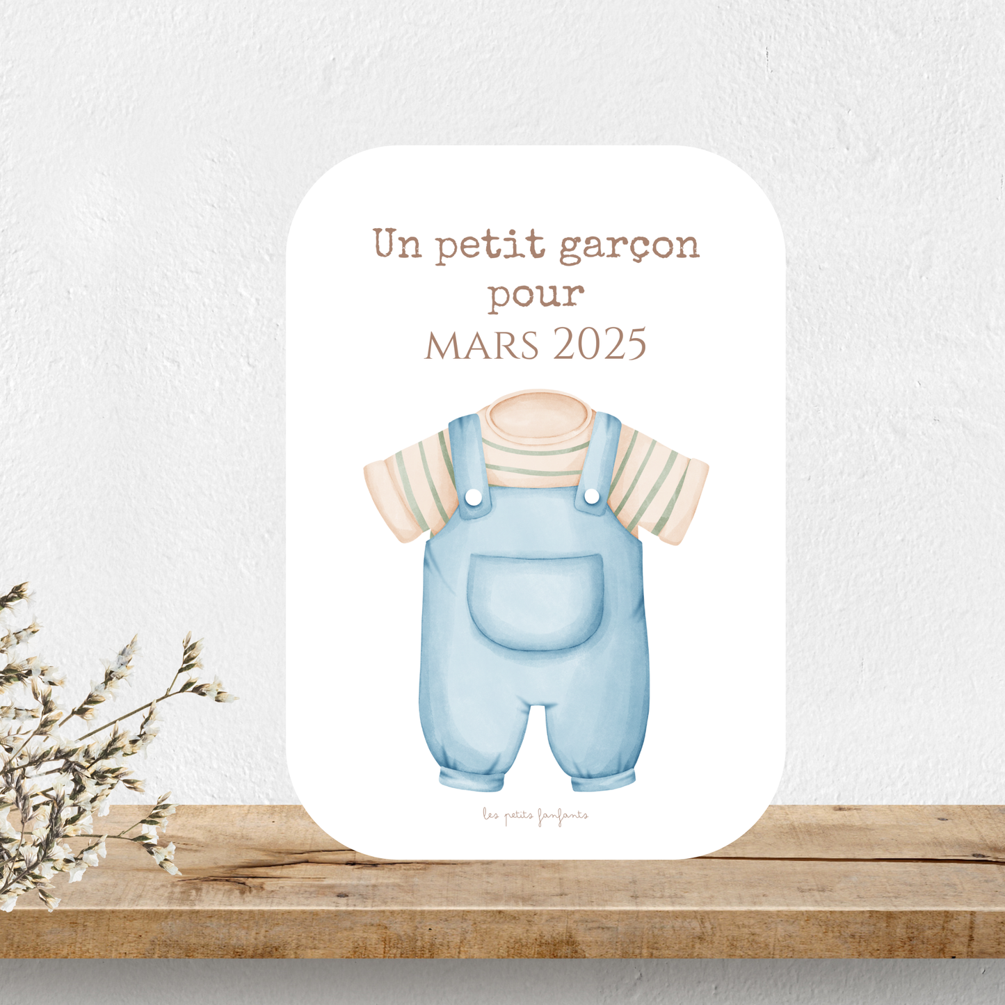 Carte un petit garçon pour - Modèle salopette bleue