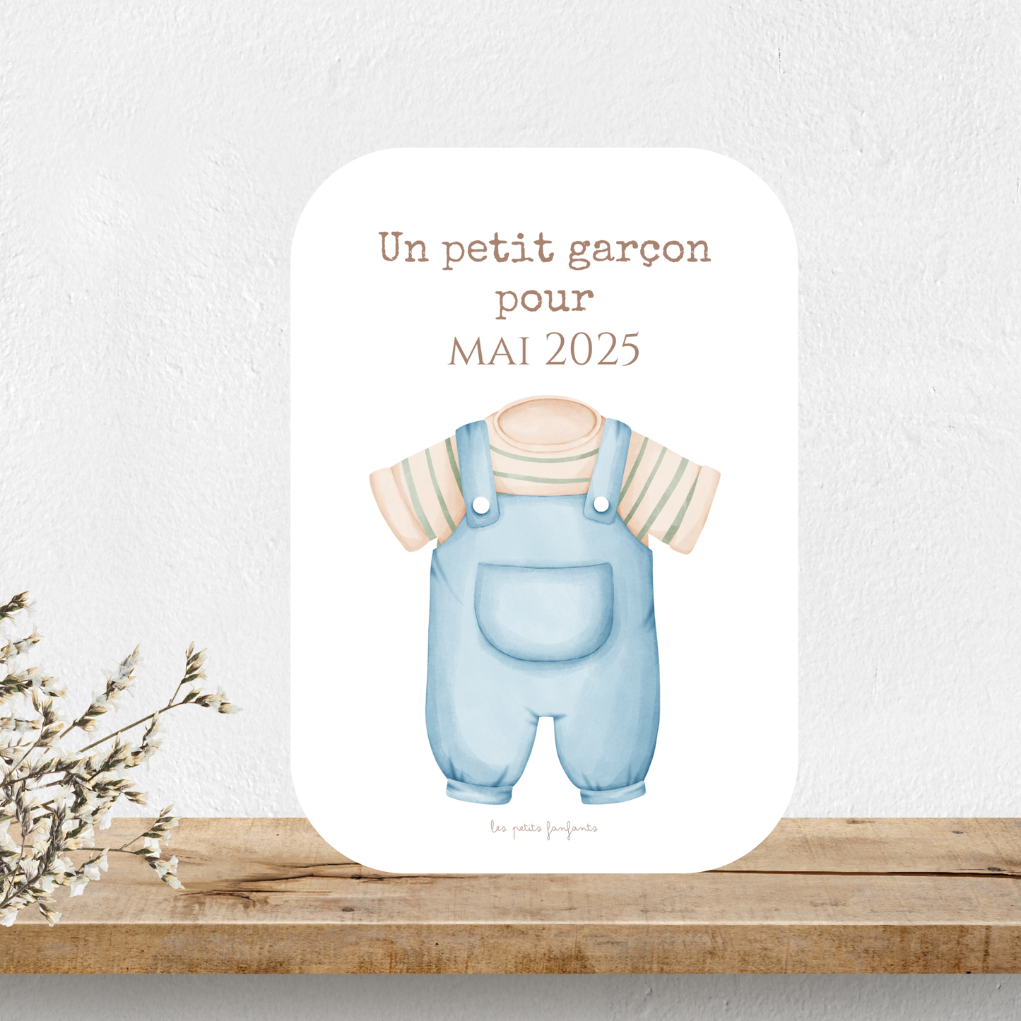 Carte un petit garçon pour - Modèle salopette bleue
