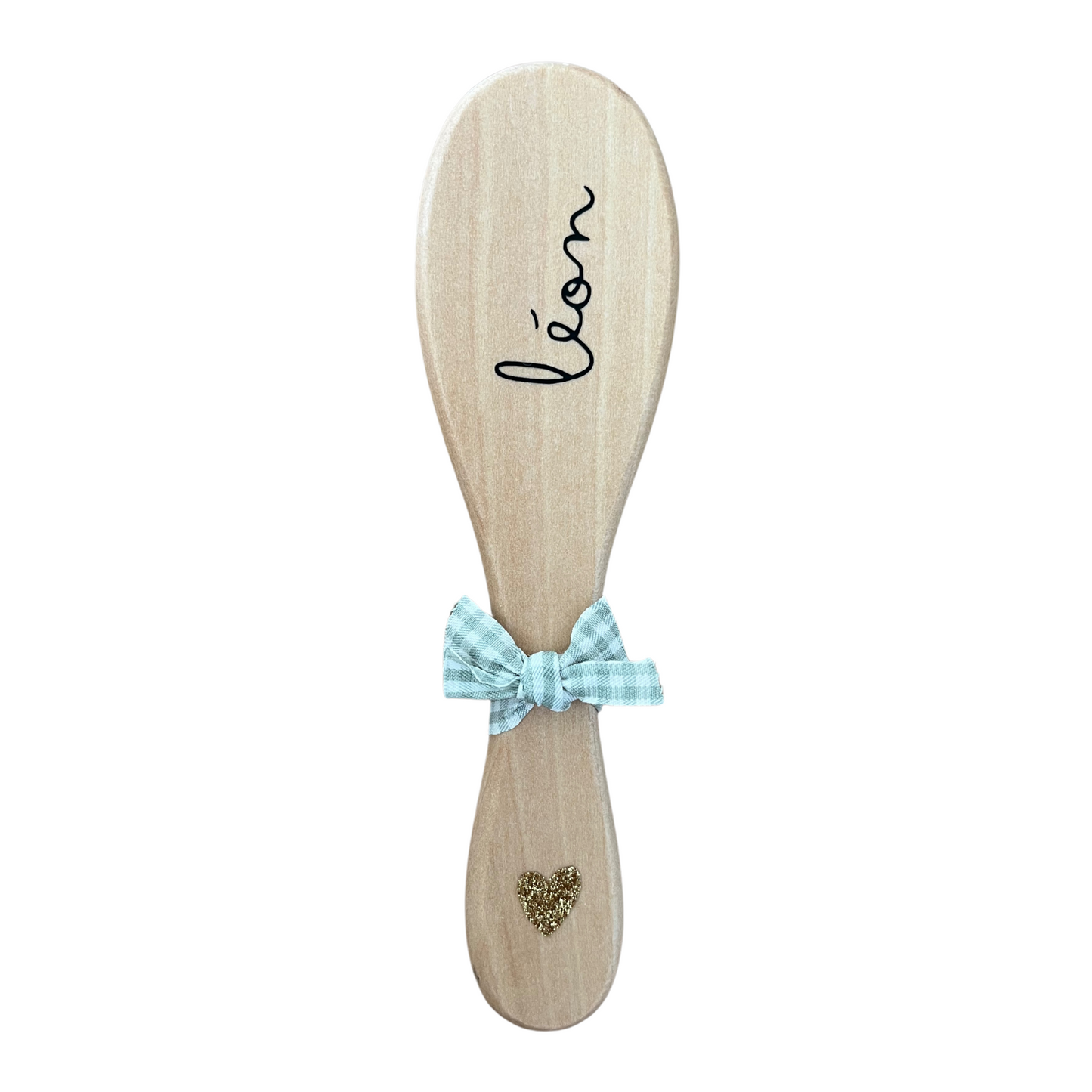 Brosse à cheveux bébé personnalisée - motif vichy vert
