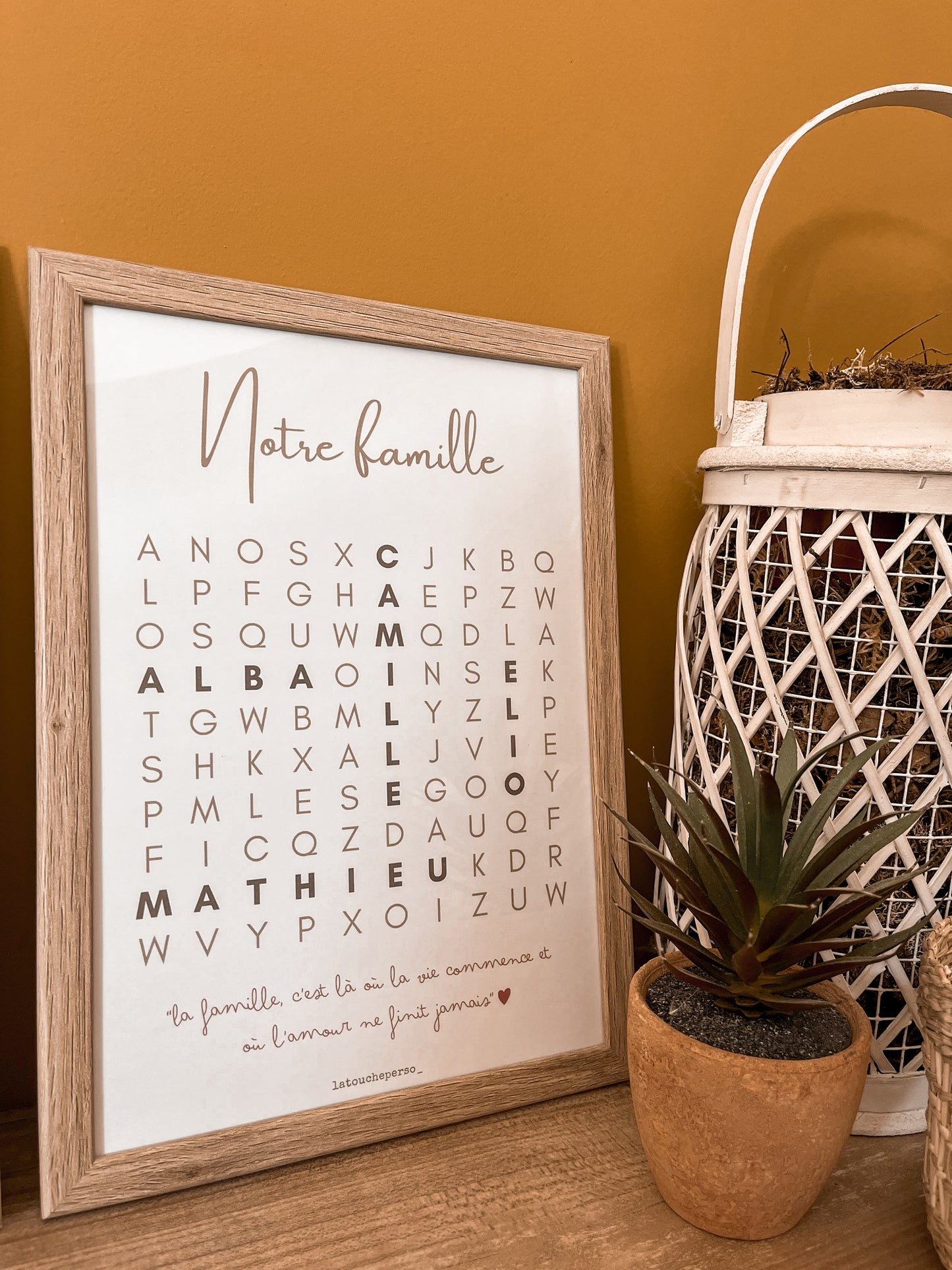 Affiche famille - Prénoms mots mêlés