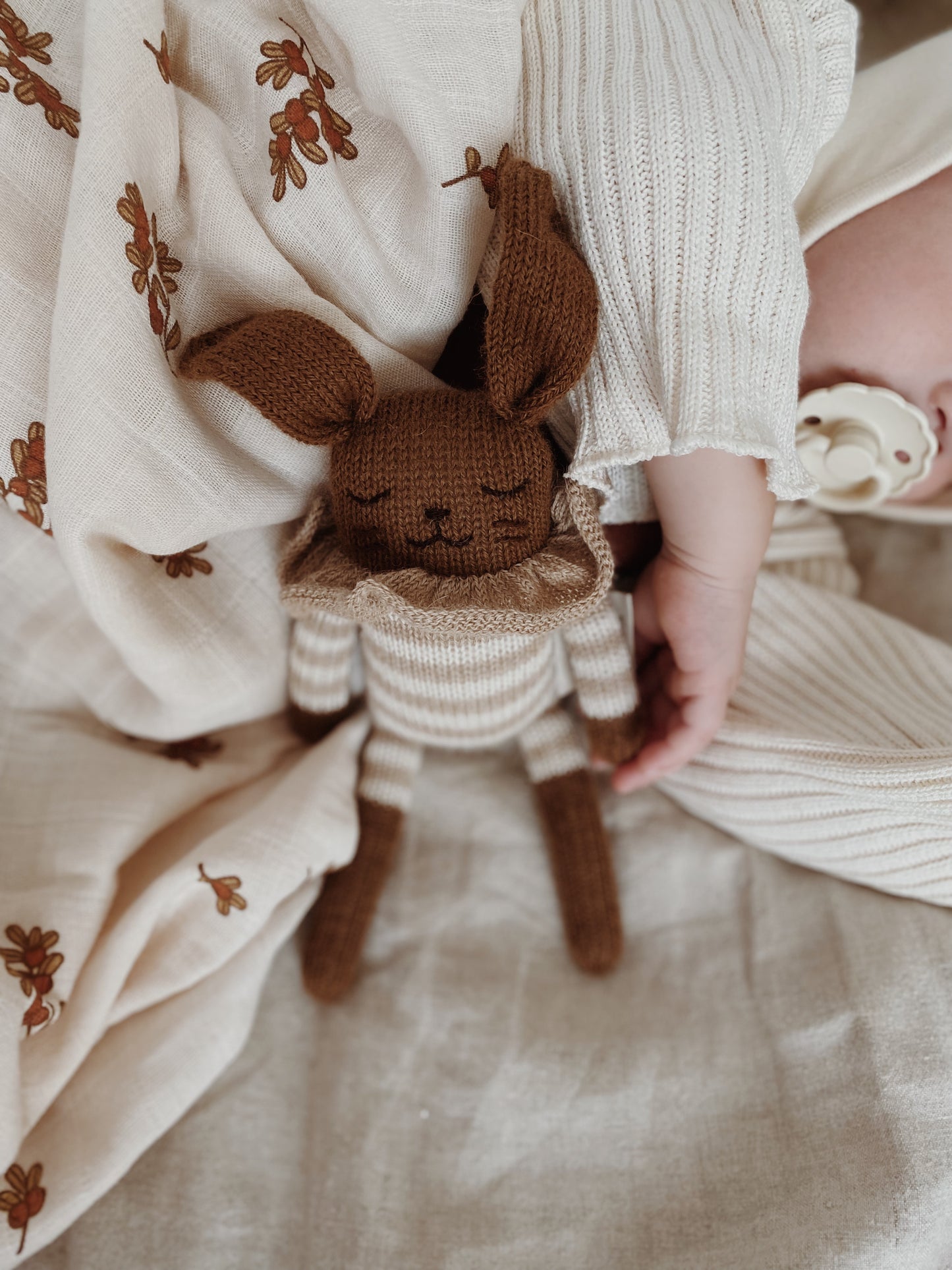 Doudou lapin - Combishort rayé sable