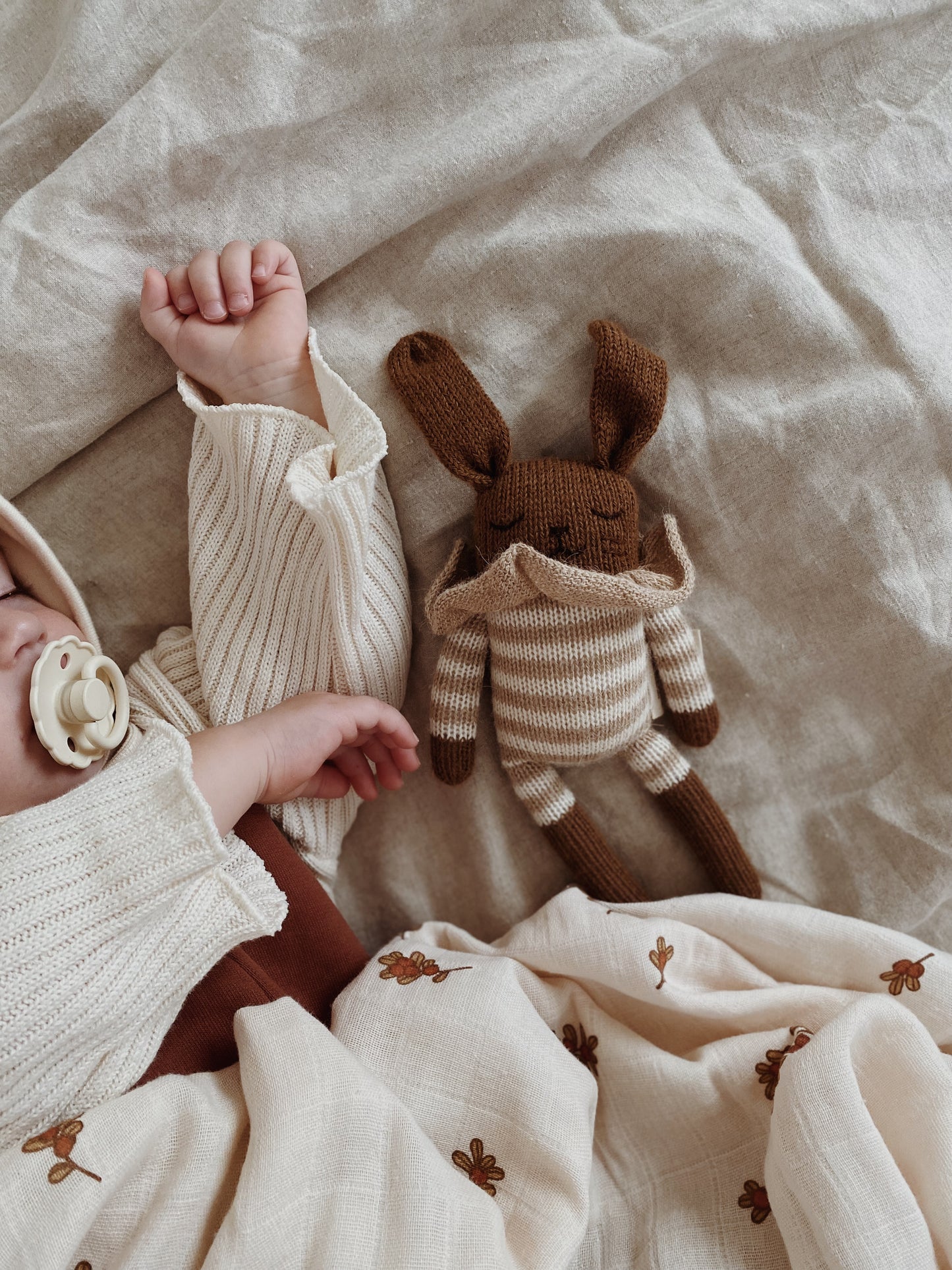 Doudou lapin - Combishort rayé sable