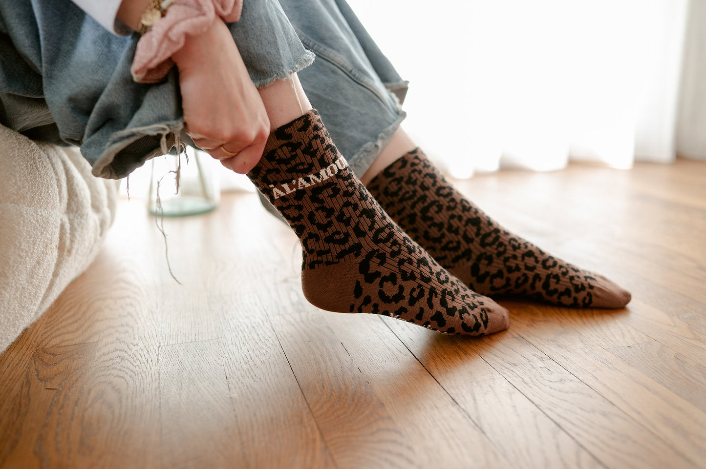 Chaussettes LÉOPARD Marron À LA VIE À L'AMOUR