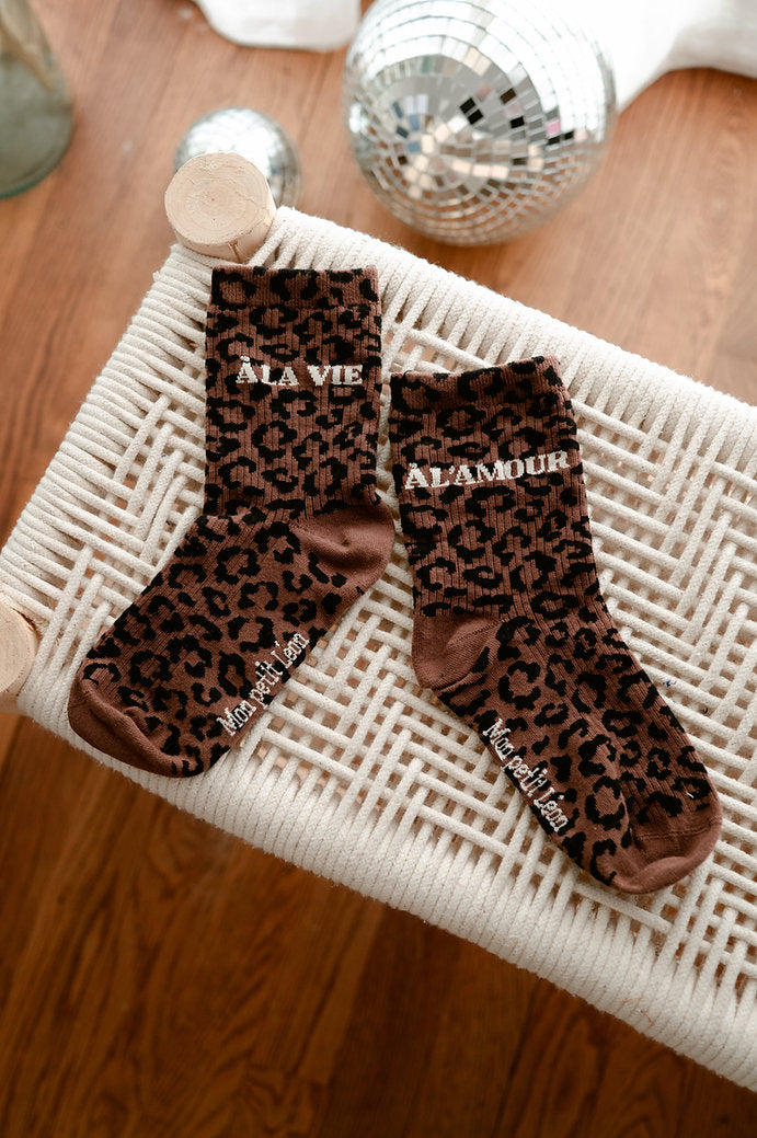 Chaussettes LÉOPARD Marron À LA VIE À L'AMOUR