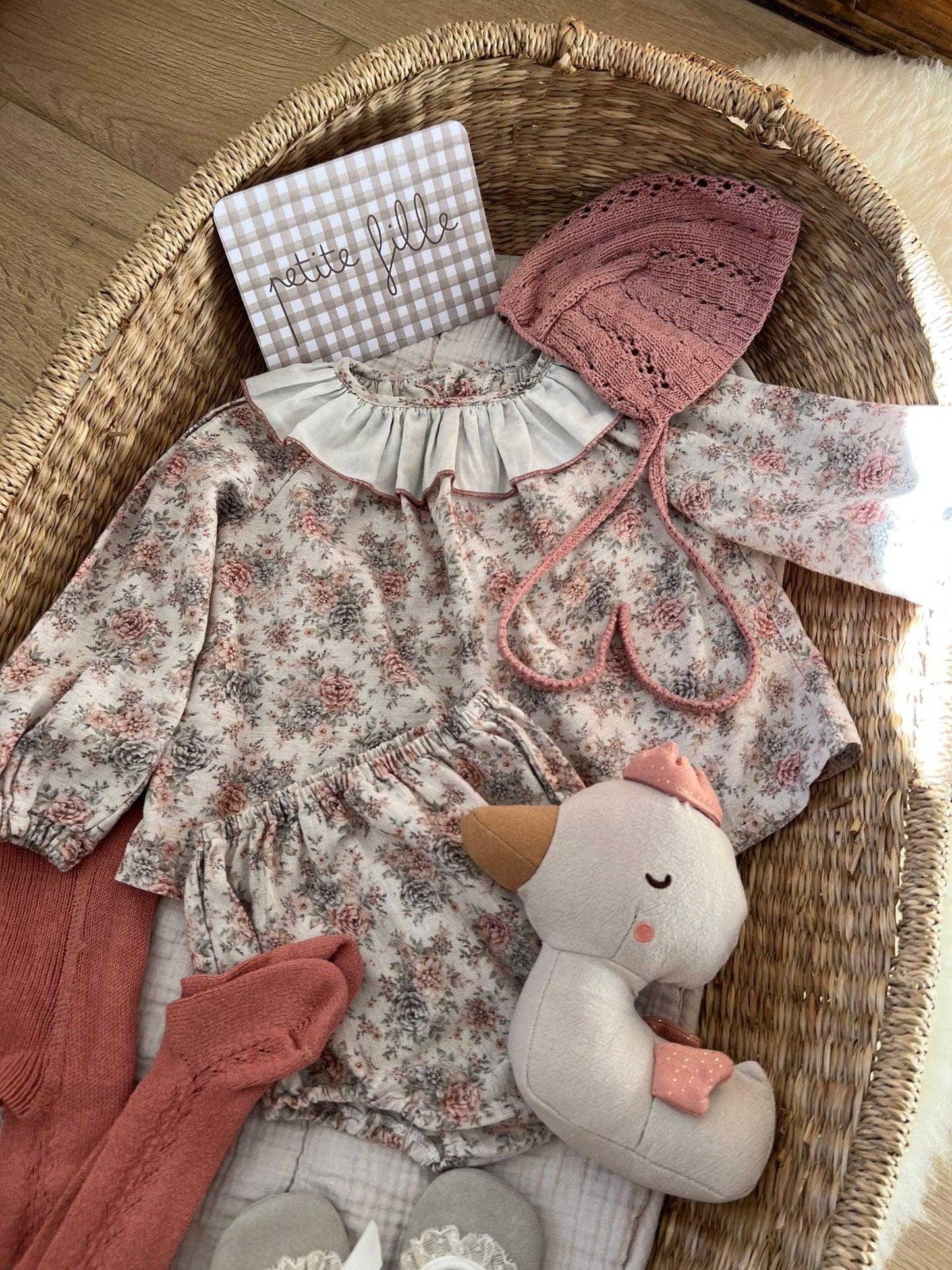 Carte décorative motif vichy - Petite fille