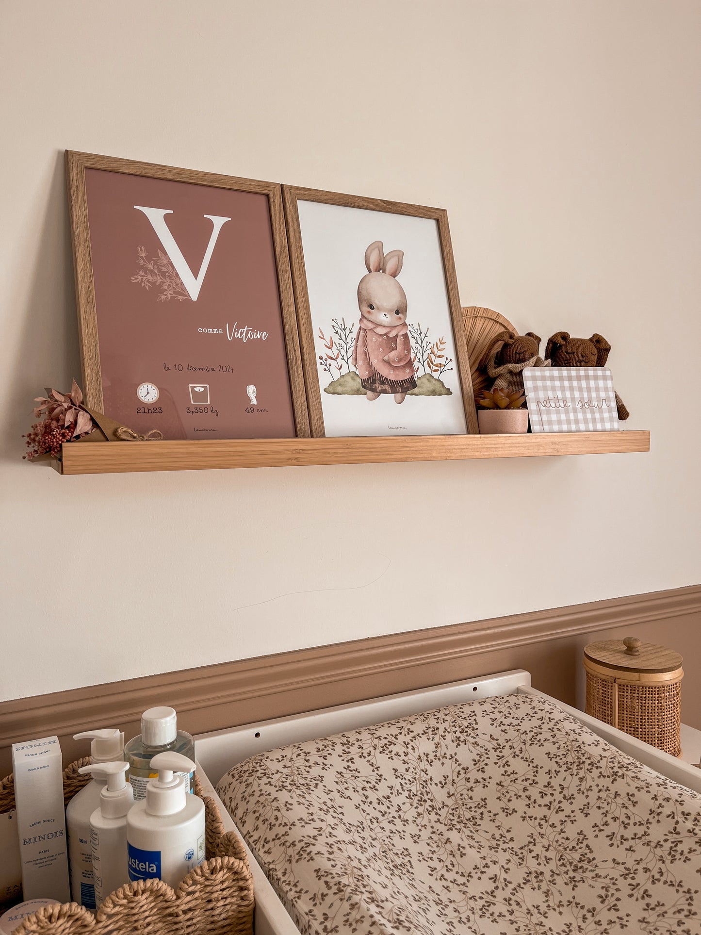 Affiche naissance personnalisée - Vieux rose