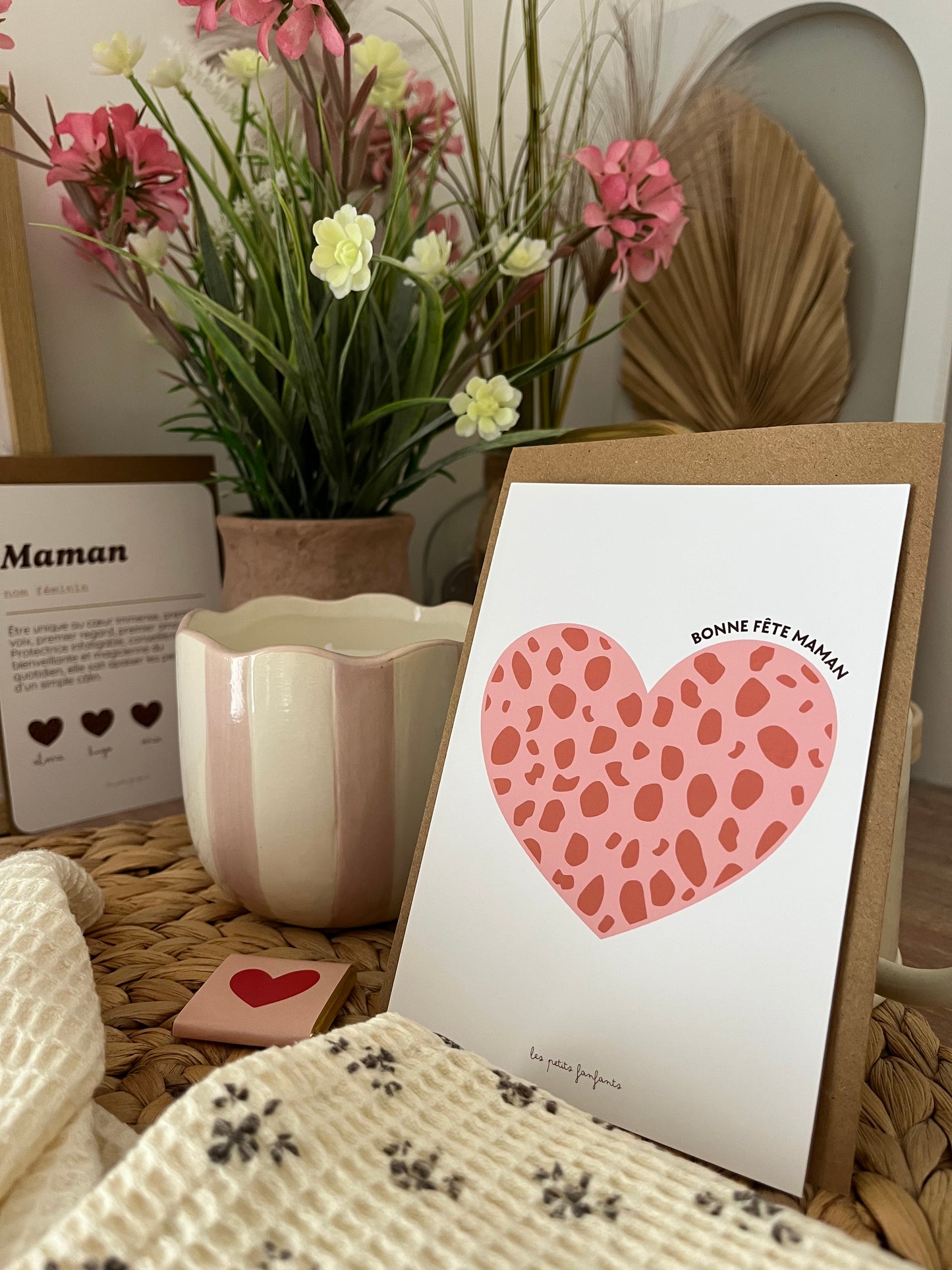 Carte décorative - Bonne fête maman léopard rose