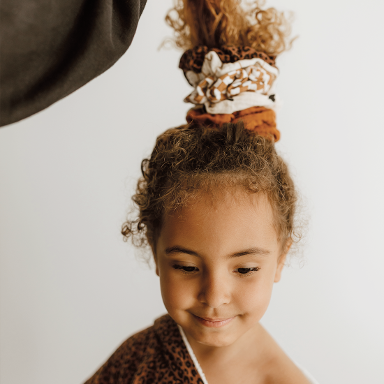 Chouchou cheveux - Gaze de coton léopard marron