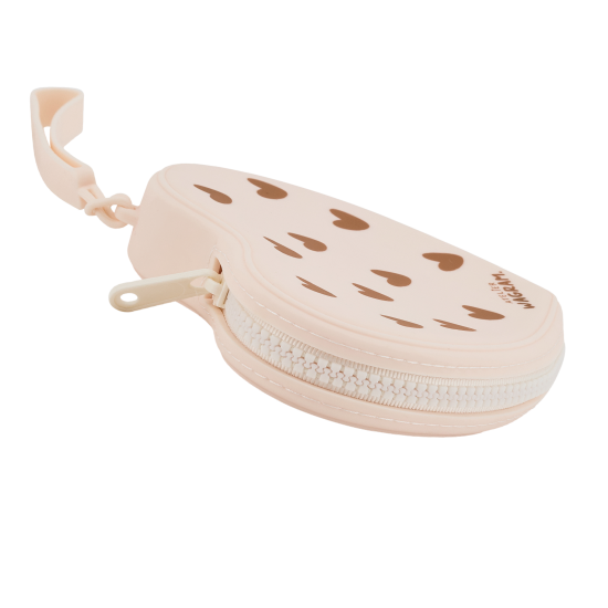 Pochette enfant coeur en silicone - Crème