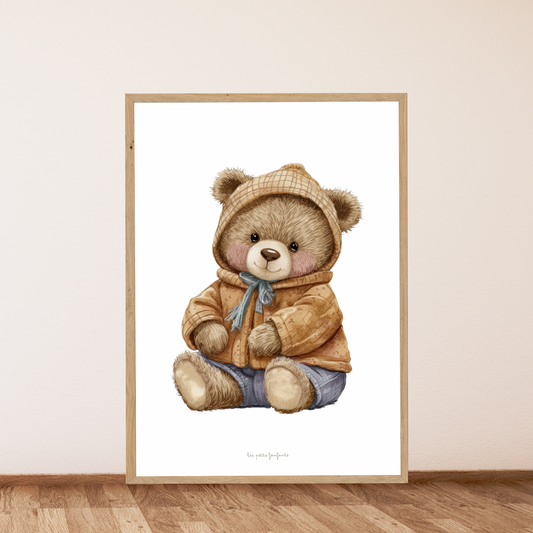 Affiche décorative - Ourson vintage marron