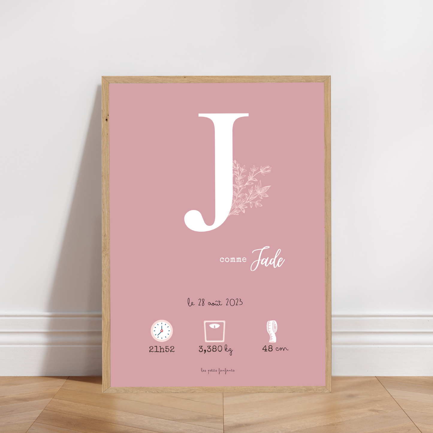 Affiche naissance personnalisée - Rose