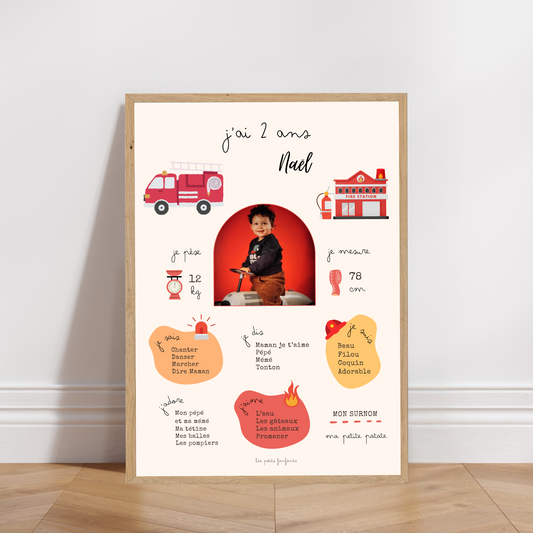 Thème Pompier - Affiche anniversaire