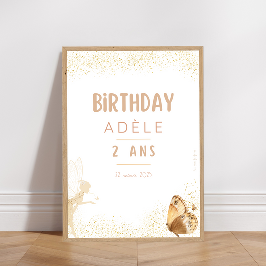 Thème Féerique - Affiche bienvenue anniversaire