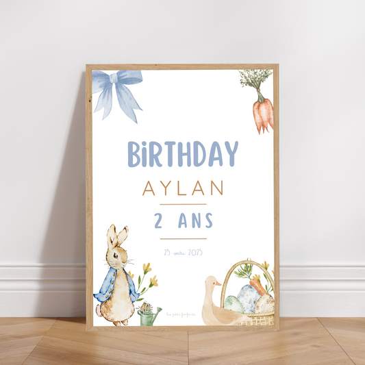 Thème Pierre Lapin - Affiche bienvenue anniversaire