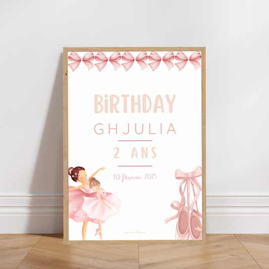 Thème Ballerine/Ballet - Affiche bienvenue anniversaire