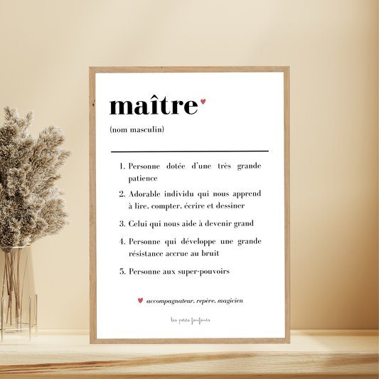 Affiche décorative - Définition Maître - cadeau fin d'année scolaire