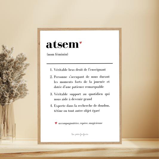 Affiche décorative - Définition Atsem 01 - cadeau fin d'année scolaire