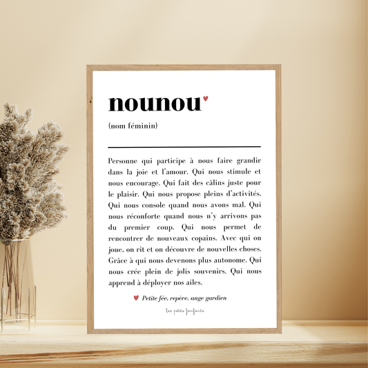 Affiche décorative - Définition Nounou 02 - cadeau fin d'année scolaire