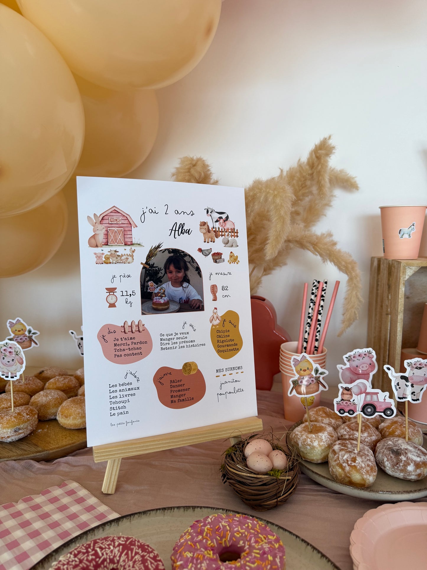 Thème Ferme version rose - Affiche anniversaire