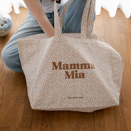 Cabas XXL LÉOPARD Beige nude MAMMA MIA