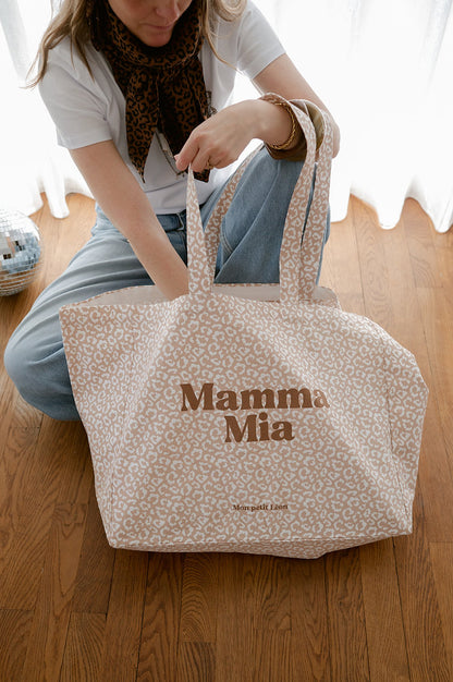 Cabas XXL LÉOPARD Beige nude MAMMA MIA