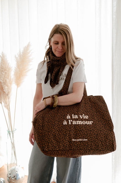 Cabas XXL Léopard marron À LA VIE À L'AMOUR