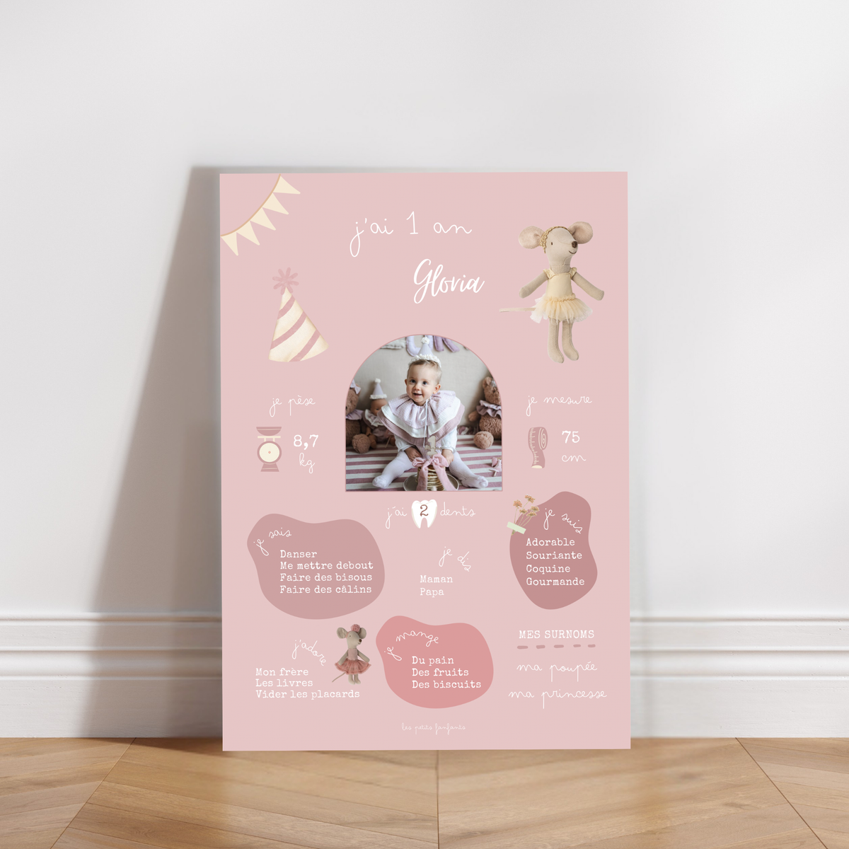 Thème Maileg version rose - Affiche anniversaire