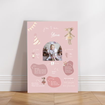 Thème Maileg version rose - Affiche anniversaire
