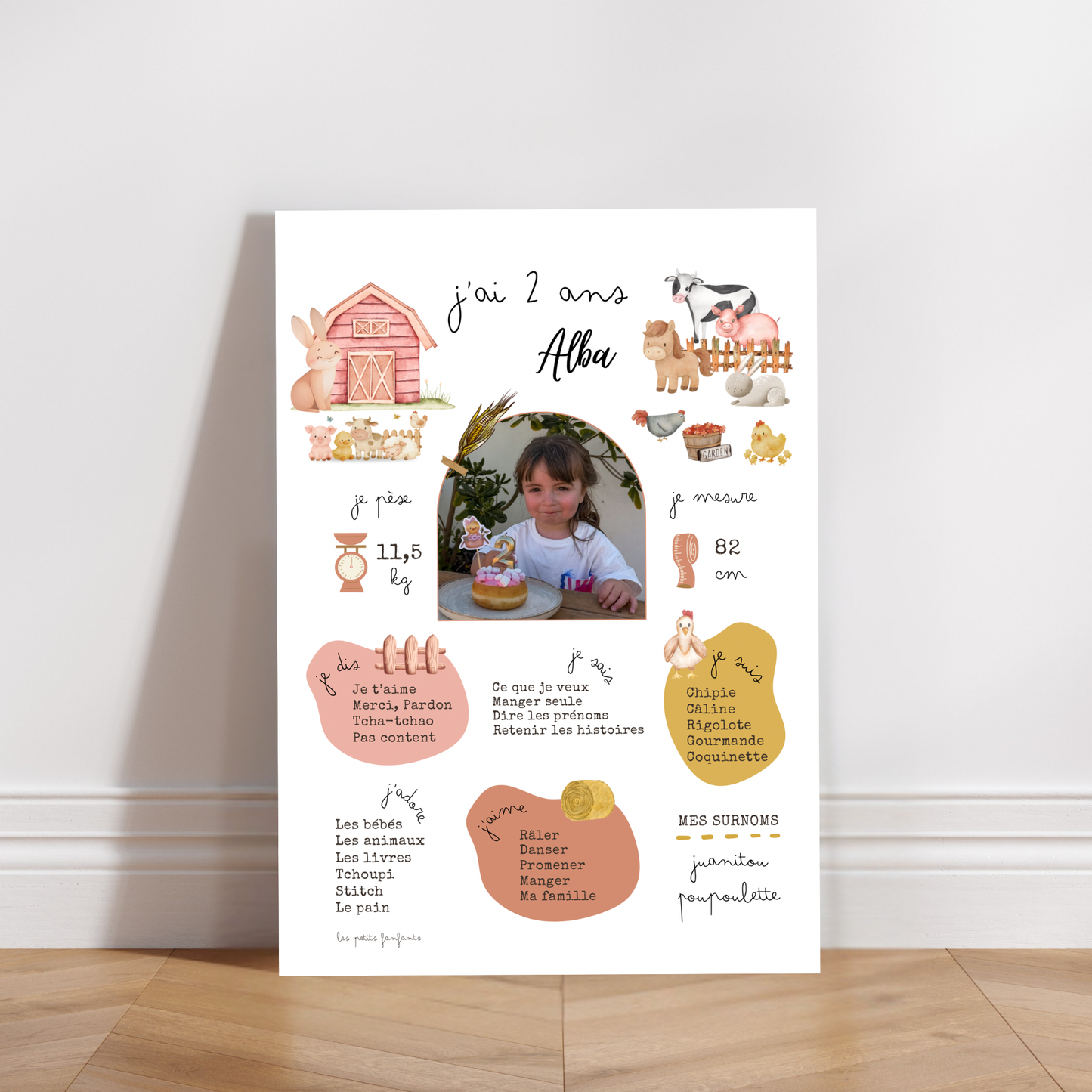 Thème Ferme version rose - Affiche anniversaire