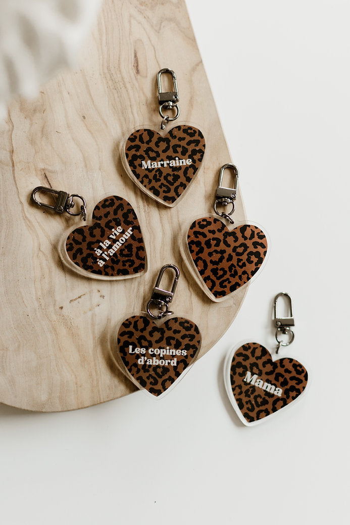 Porte-Clés À LA VIE, À L'AMOUR Léopard MARRON FONCÉ