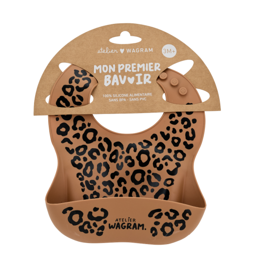 Bavoir silicone - Caramel Léopard