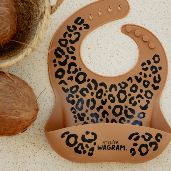 Bavoir silicone - Caramel Léopard