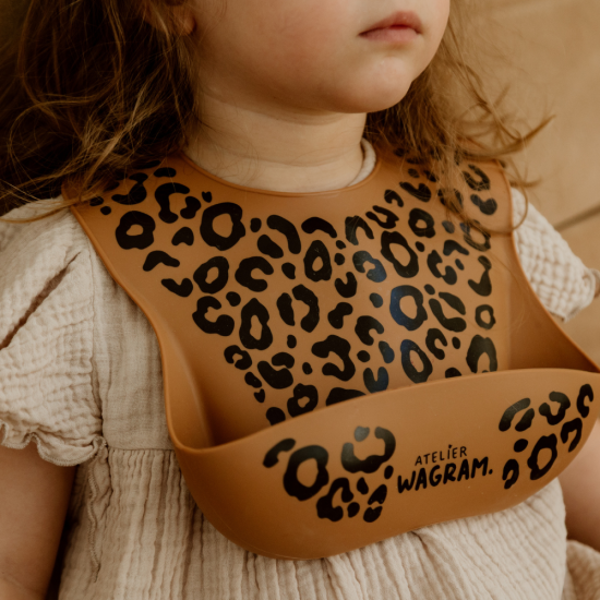 Bavoir silicone - Caramel Léopard