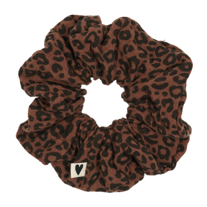 Chouchou cheveux - Gaze de coton léopard marron