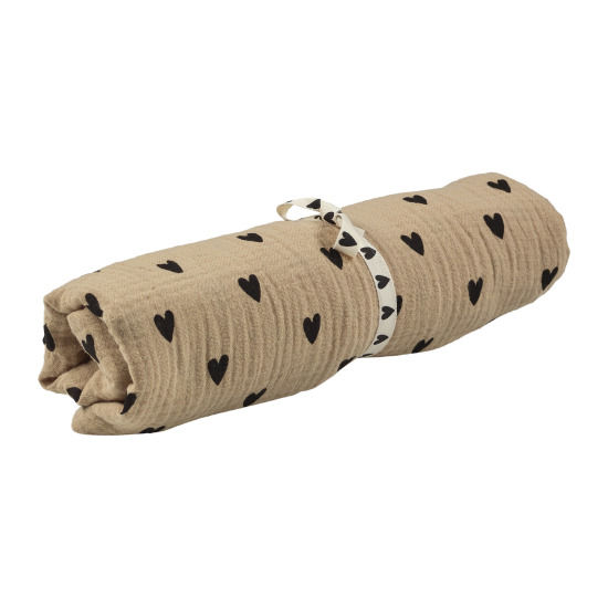 Lange bébé gaze de coton cœurs - Beige
