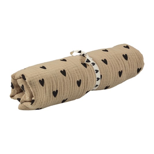 Lange bébé gaze de coton cœurs - Beige