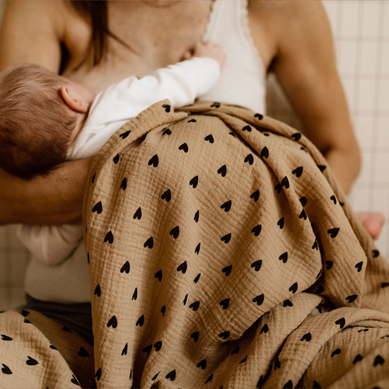 Lange bébé gaze de coton cœurs - Beige