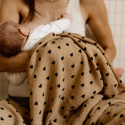 Lange bébé gaze de coton cœurs - Beige