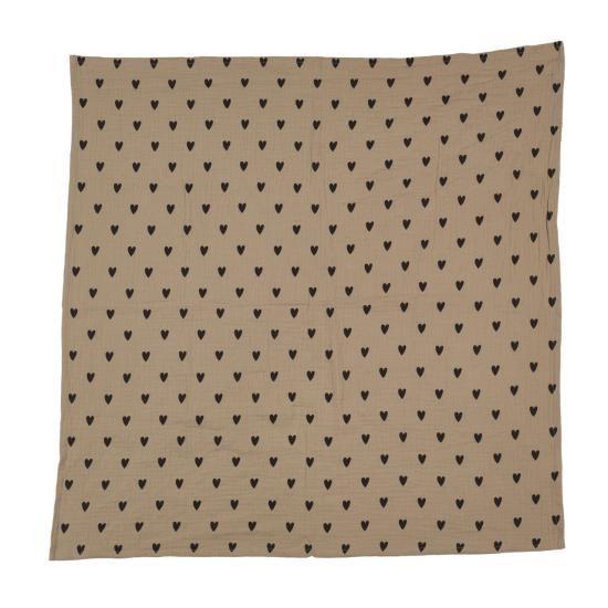 Lange bébé gaze de coton cœurs - Beige