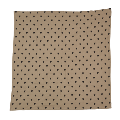 Lange bébé gaze de coton cœurs - Beige
