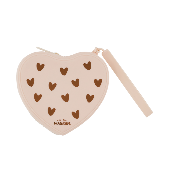 Pochette enfant coeur en silicone - Crème