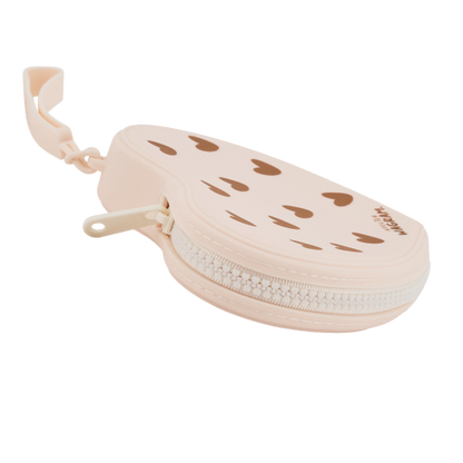 Pochette enfant coeur en silicone - Crème