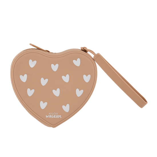 Pochette enfant coeur en silicone - Nougat
