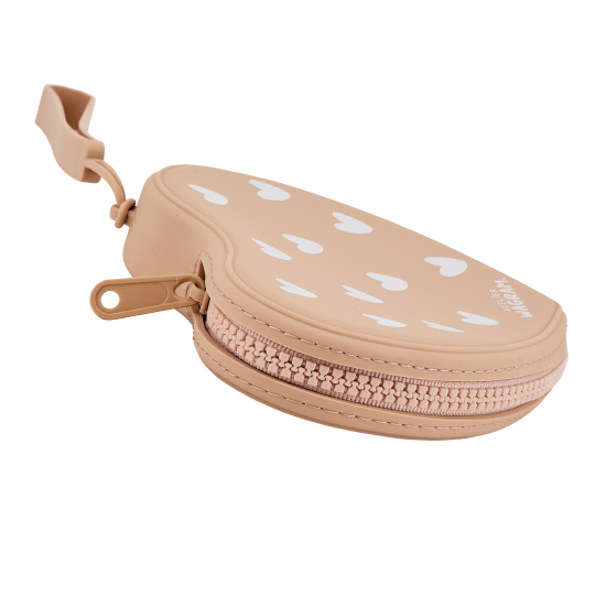 Pochette enfant coeur en silicone - Nougat